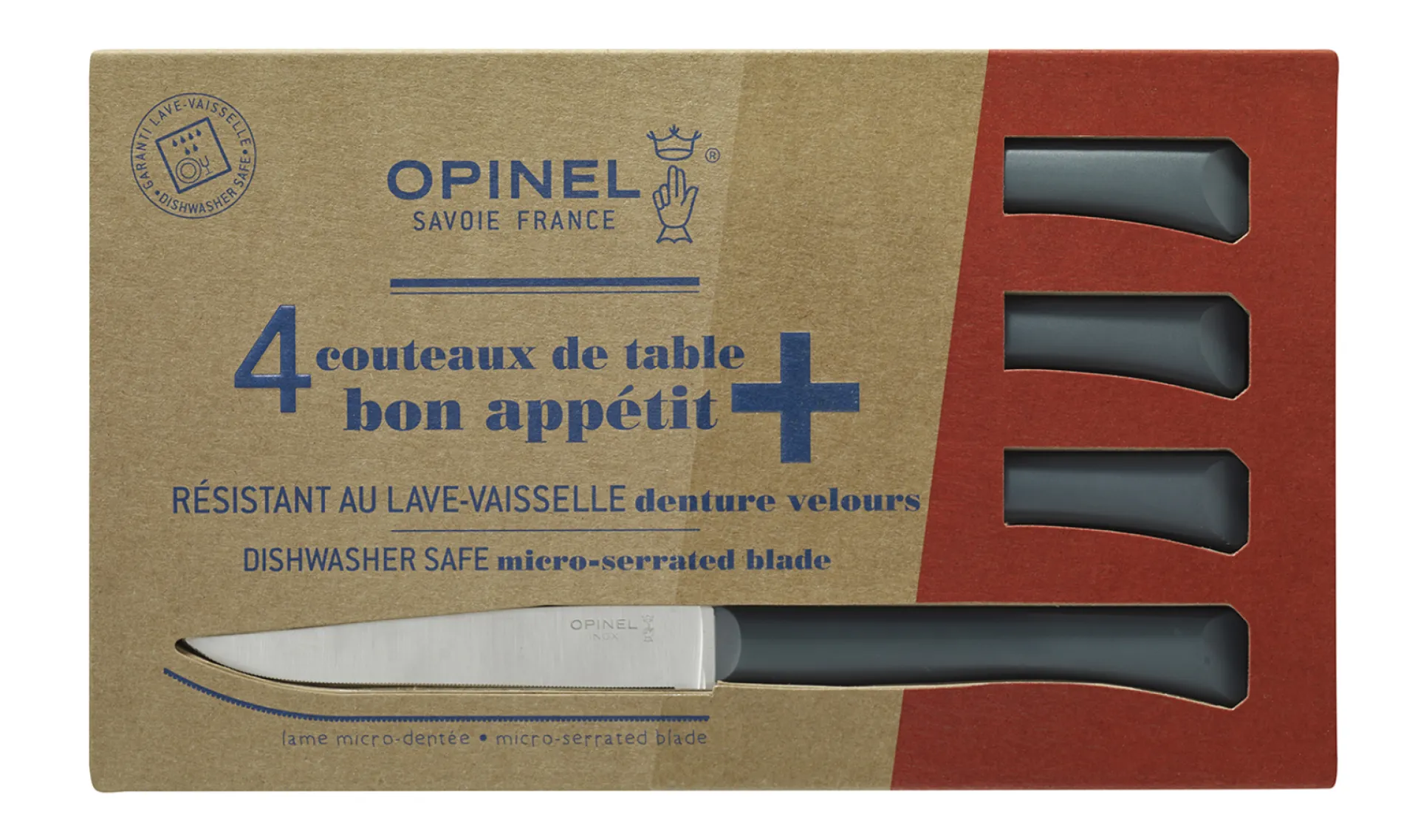 Opinel Coffret de 4 couteaux de table Bon Appétit + Anthracite