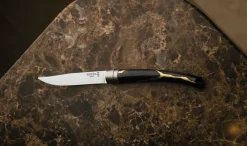 New Opinel Coffret de 2 couteaux de table Kintsugi Charbon Lame Argent
