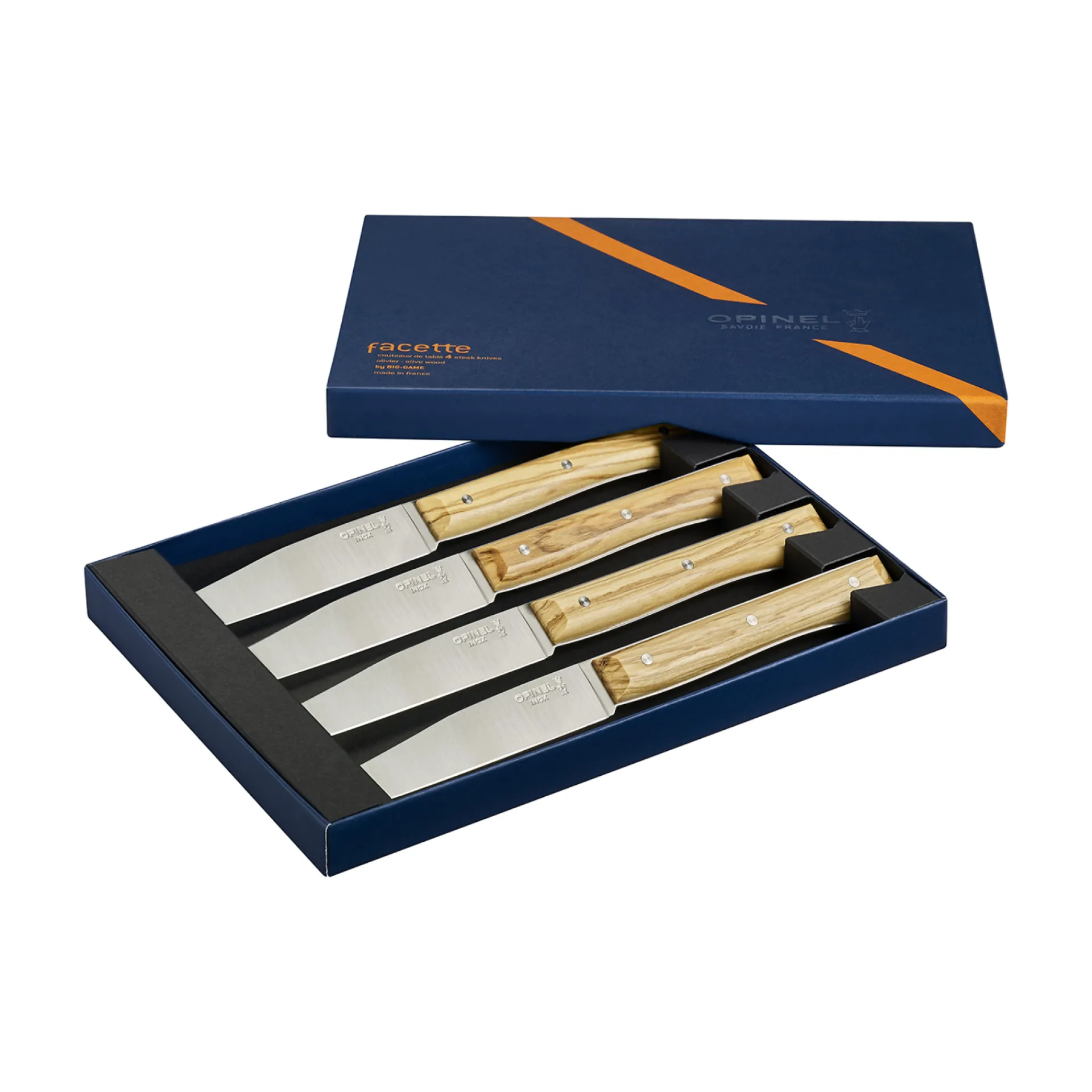 New Opinel Coffret de 4 couteaux de table Facette Olivier