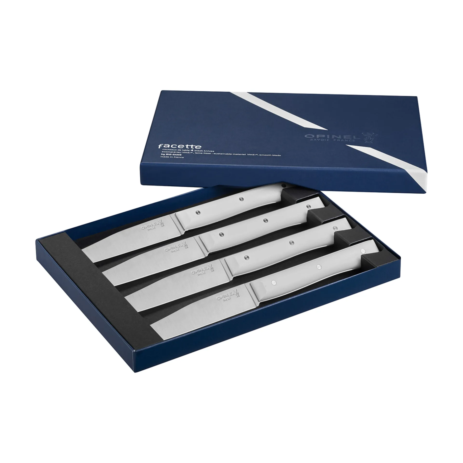 Outlet Opinel Coffret de 4 couteaux de table Facette Blanc